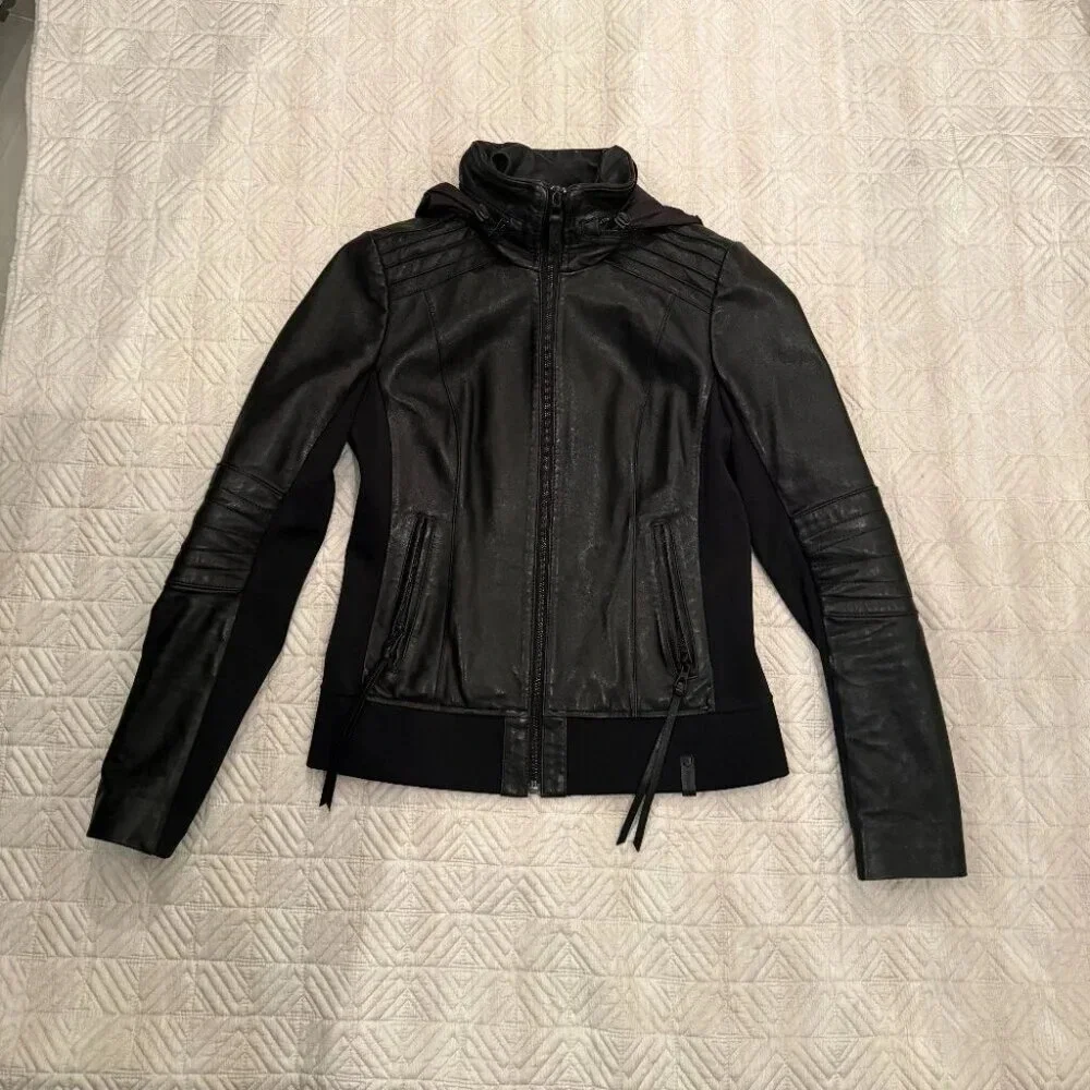 Classic Black Leather Jacket, Rudsak, US S - Picture 5 of 7